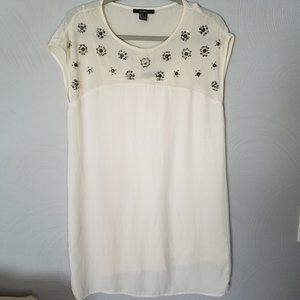 Cream Tunic with Sheer and Bead Details